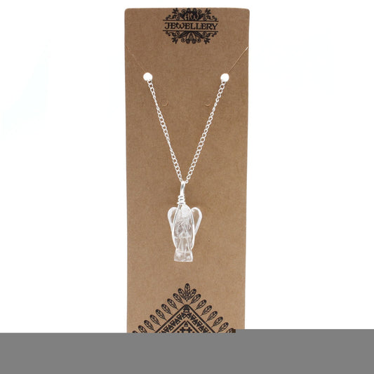 Polished Gemstone Guardian Angel Pendant - Rock Quartz featuring natural patterning and unique variations - Positive Faith Hope Love