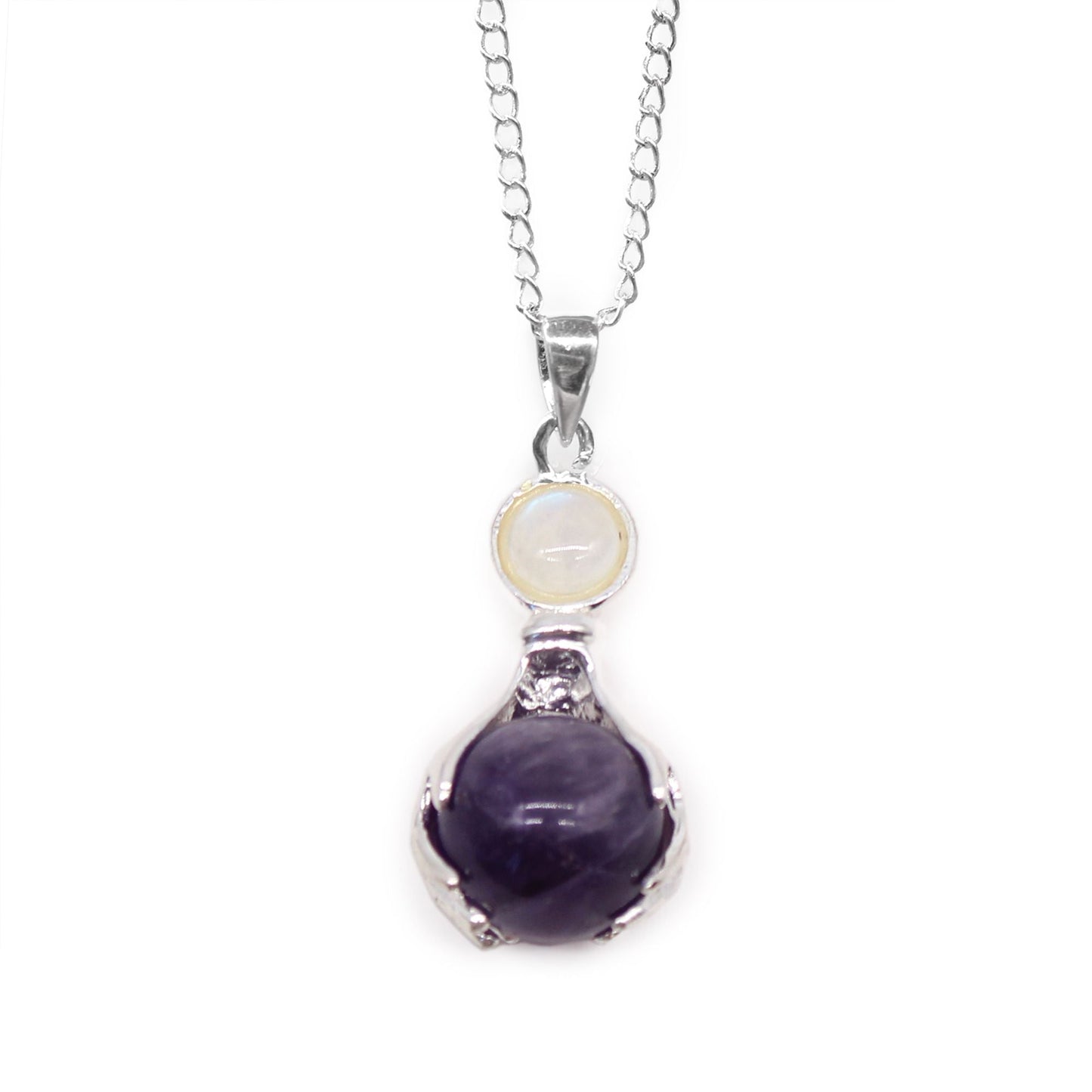 Polished Gemstone Healing Hands Pendant Amethyst featuring rich purple colour and natural clarity - Positive Faith Hope Love