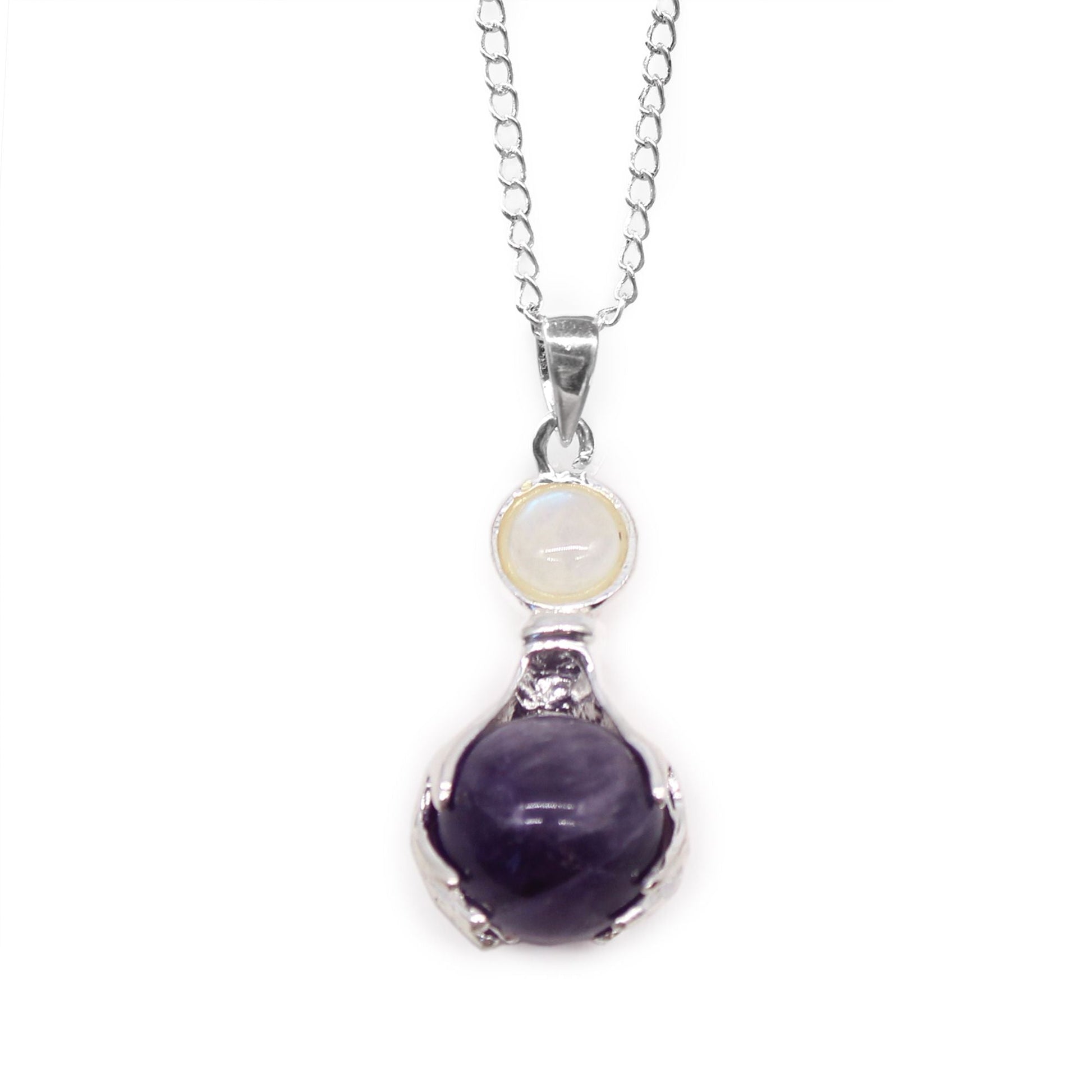 Polished Gemstone Healing Hands Pendant Amethyst featuring rich purple colour and natural clarity - Positive Faith Hope Love