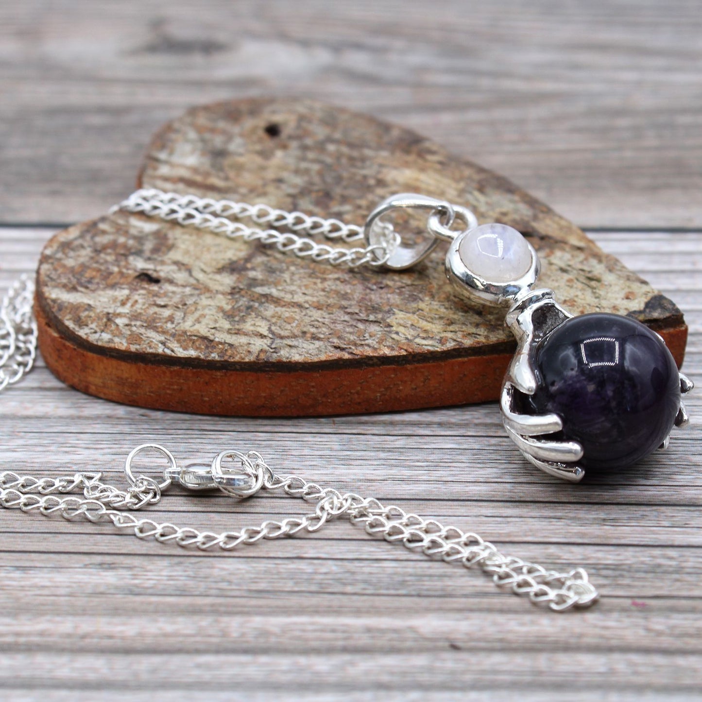 Polished Gemstone Healing Hands Pendant Amethyst featuring rich purple colour and natural clarity - Positive Faith Hope Love