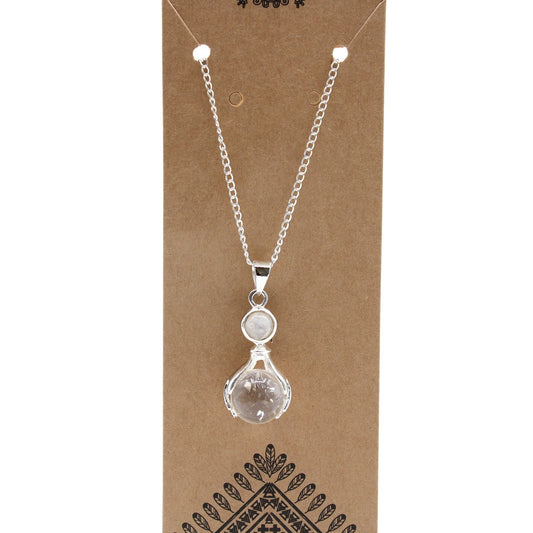 Polished Gemstone Healing Hands Pendant Rock Quartz featuring natural patterning and unique variations - Positive Faith Hope Love