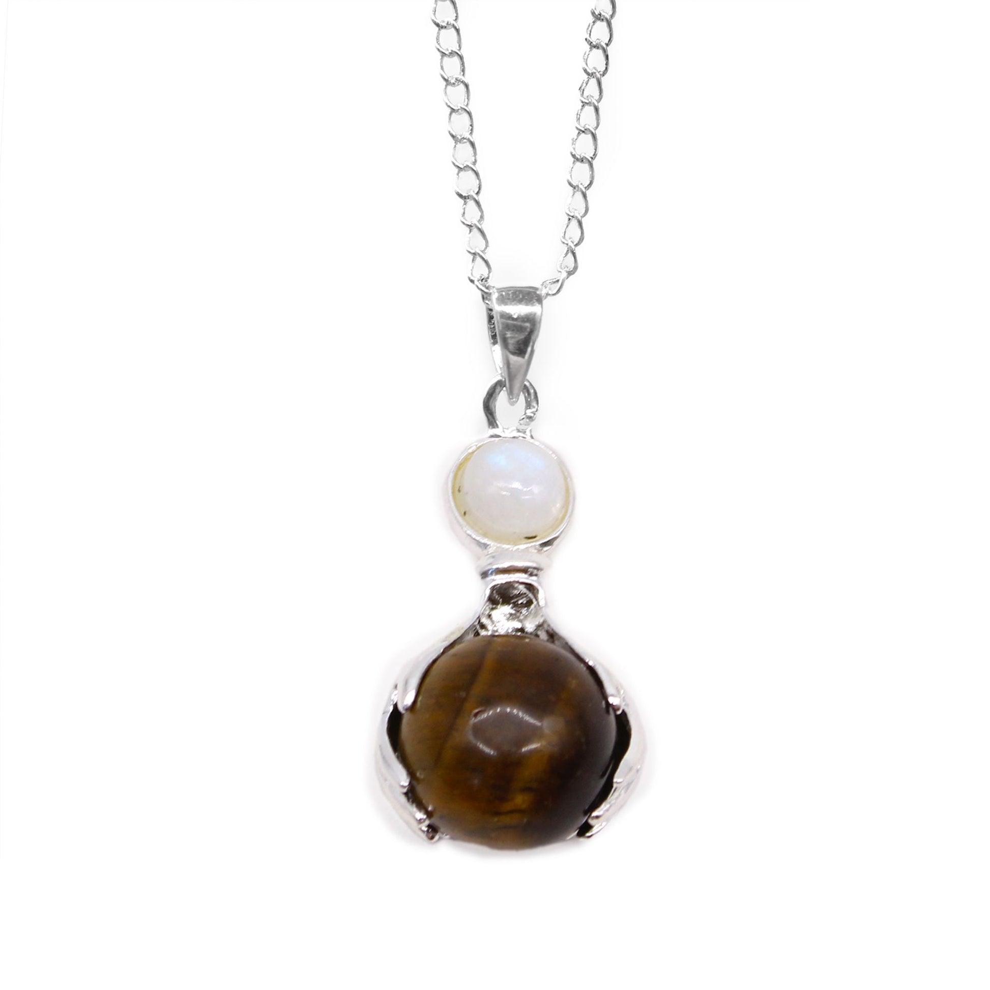 Polished Gemstone Healing Hands Pendant Tiger Eye featuring natural patterning and unique variations - Positive Faith Hope Love