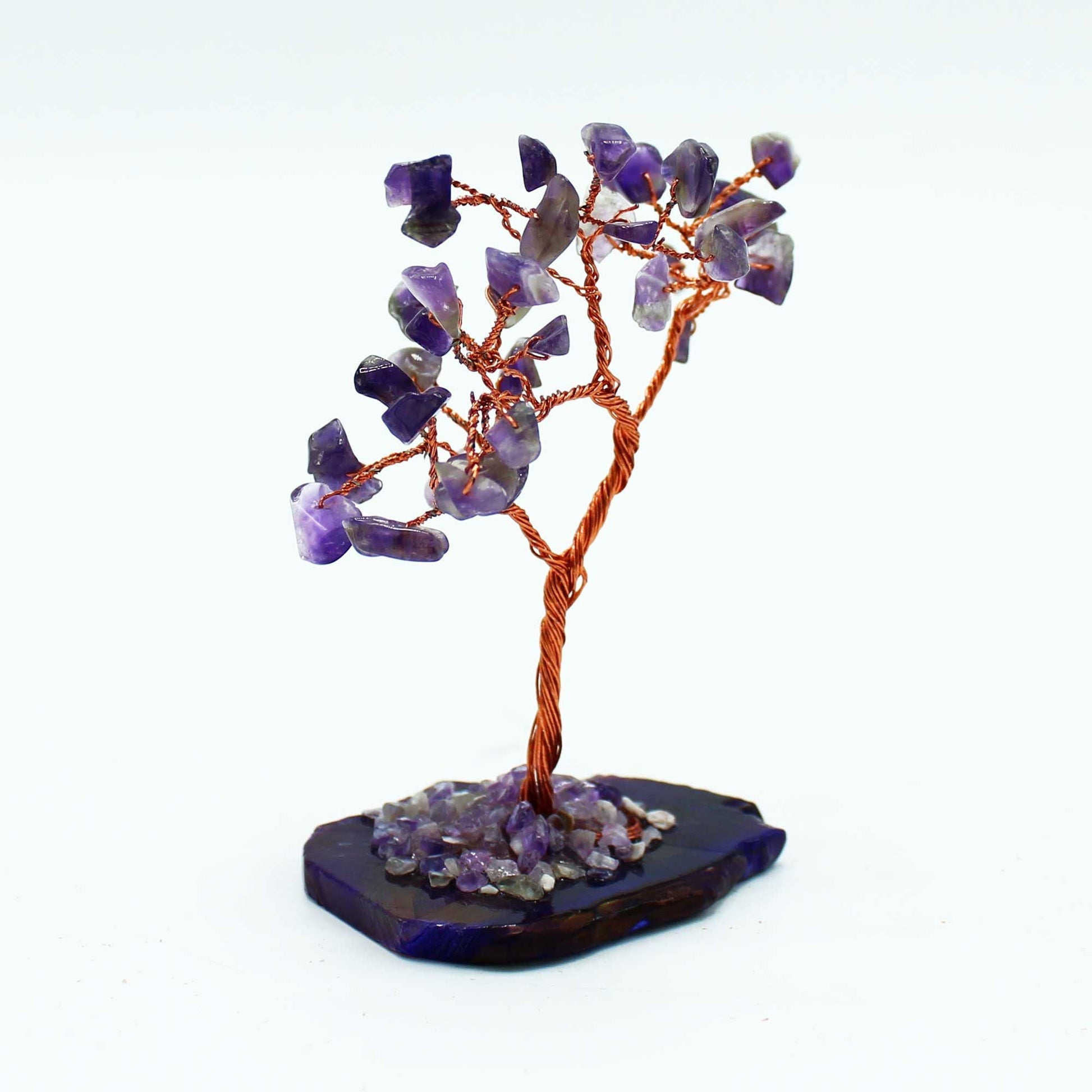Polished Gemstone Tree Amethyst On Natural Agate Base 35 Stones featuring rich purple colour and natural clarity - Positive Faith Hope Love