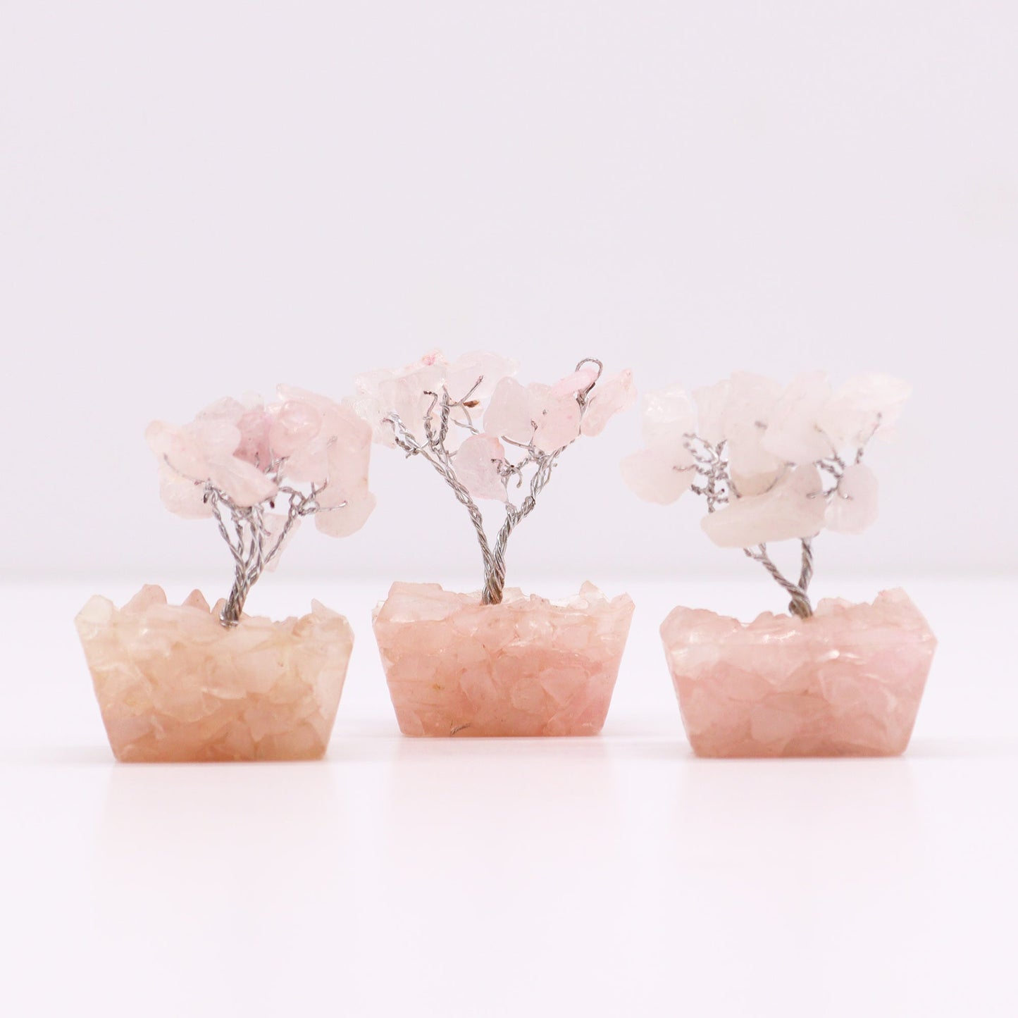 Gemstone Tree with Orgonite Base - 15 Stone - Rose Quartz - Positive Faith Hope Love