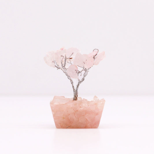 Gemstone Tree with Orgonite Base - 15 Stone - Rose Quartz - Positive Faith Hope Love