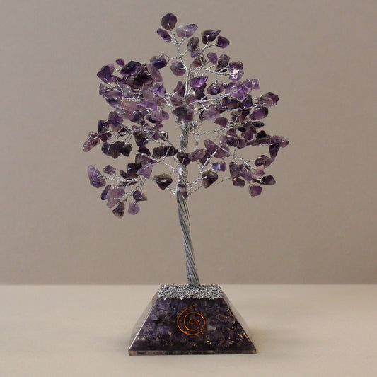 Gemstone Tree with Orgonite Base - 160 Stone - Amethyst - Positive Faith Hope Love