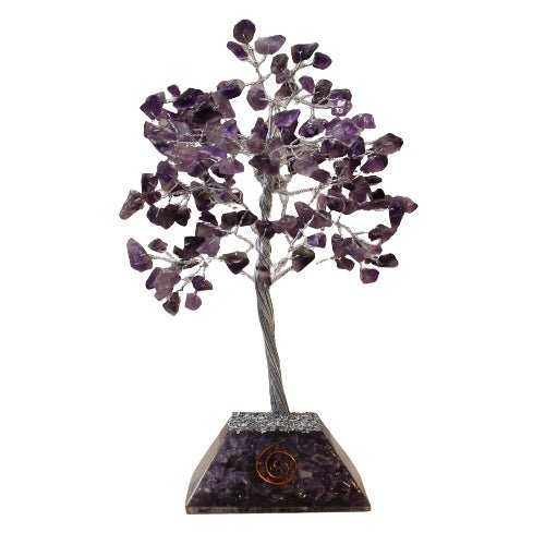 Gemstone Tree with Orgonite Base - 160 Stone - Amethyst - Positive Faith Hope Love