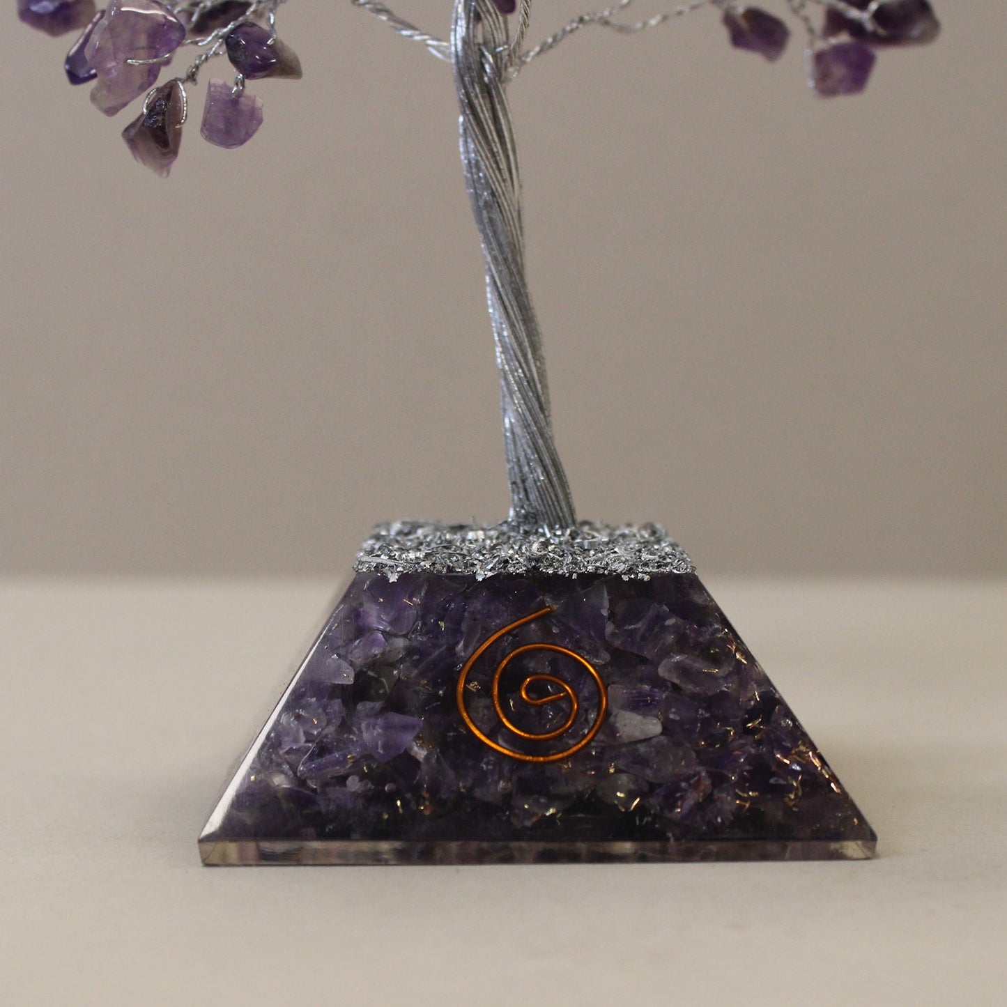 Gemstone Tree with Orgonite Base - 160 Stone - Amethyst - Positive Faith Hope Love