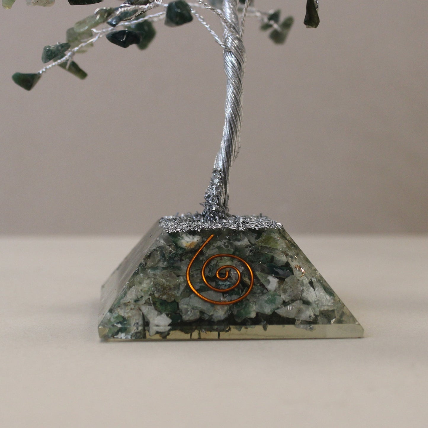 Gemstone Tree with Orgonite Base - 160 Stone - Moss Agate - Positive Faith Hope Love