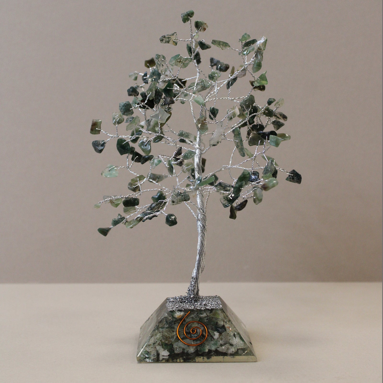 Gemstone Tree with Orgonite Base - 160 Stone - Moss Agate - Positive Faith Hope Love