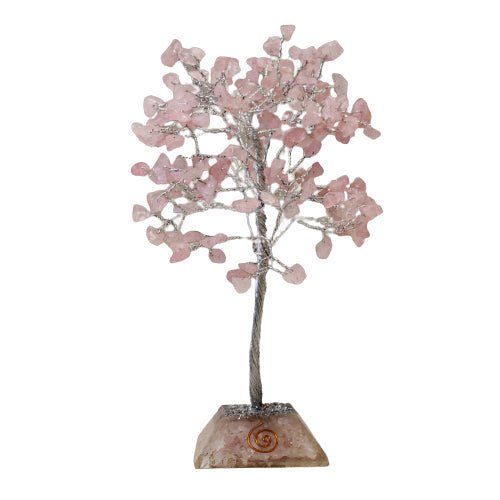 Gemstone Tree with Orgonite Base - 160 Stone - Rose Quartz - Positive Faith Hope Love