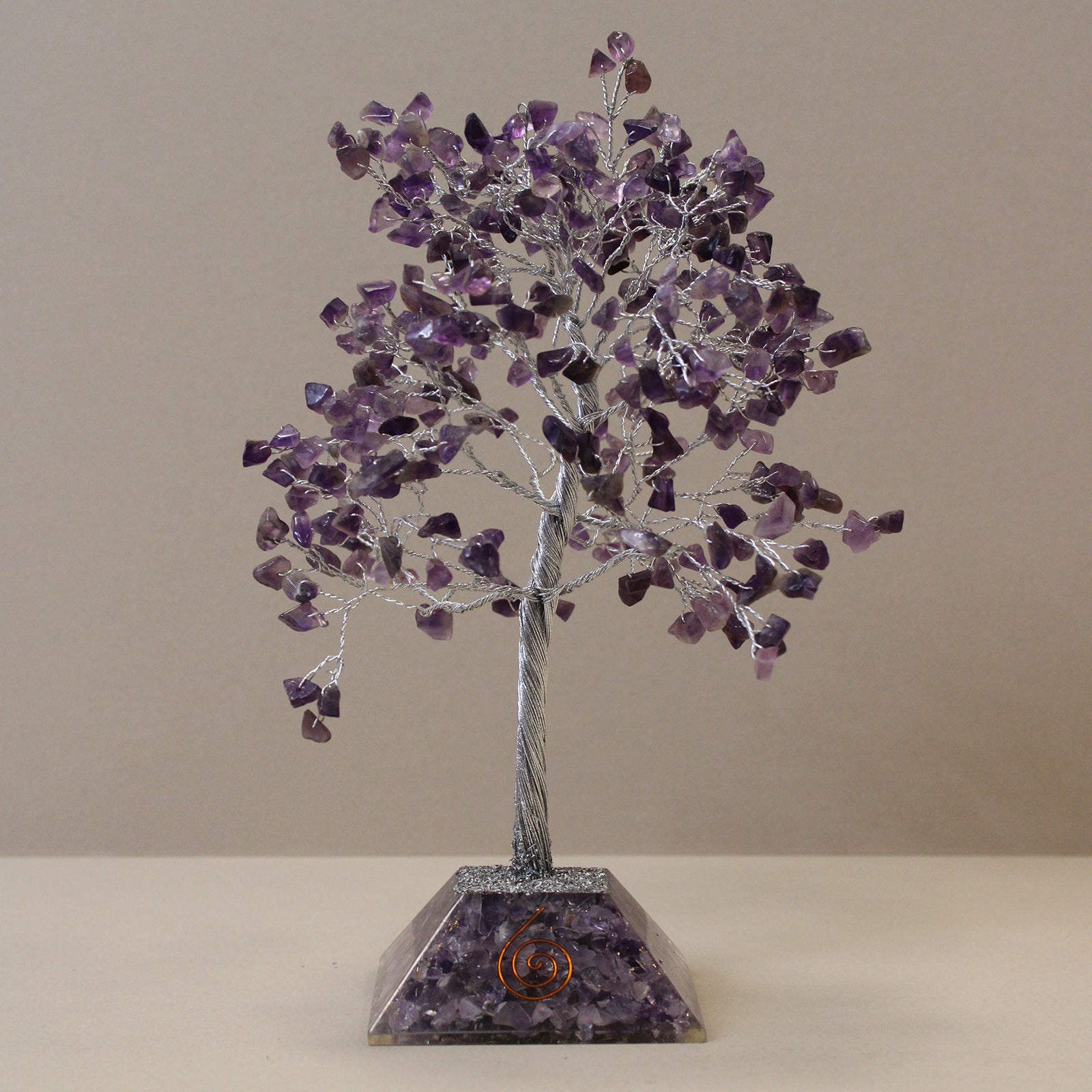 Gemstone Tree with Orgonite Base - 320 Stone - Amethyst - Positive Faith Hope Love