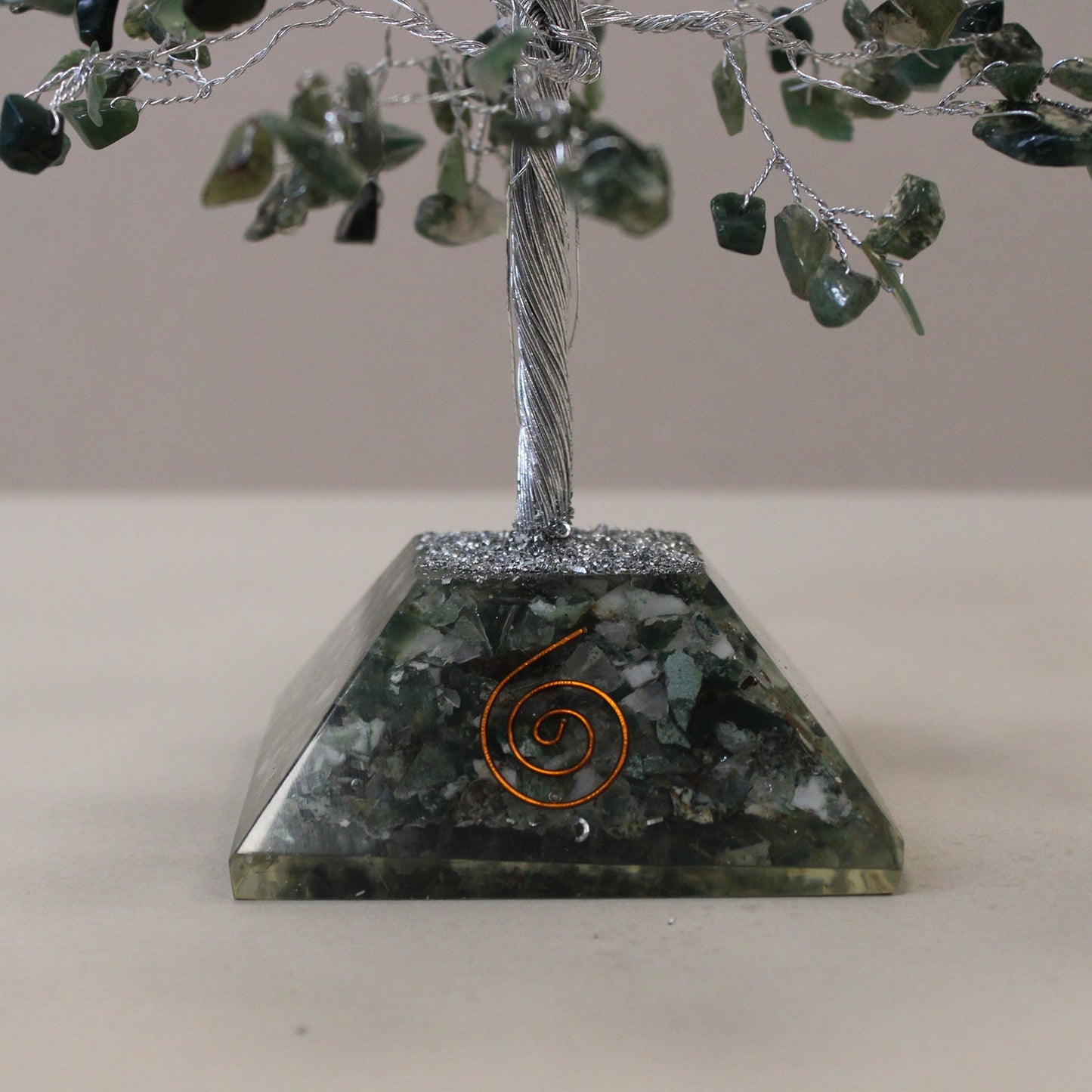 Gemstone Tree with Orgonite Base - 320 Stone - Moss Agate - Positive Faith Hope Love