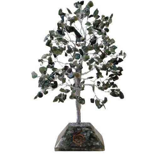 Gemstone Tree with Orgonite Base - 320 Stone - Moss Agate - Positive Faith Hope Love