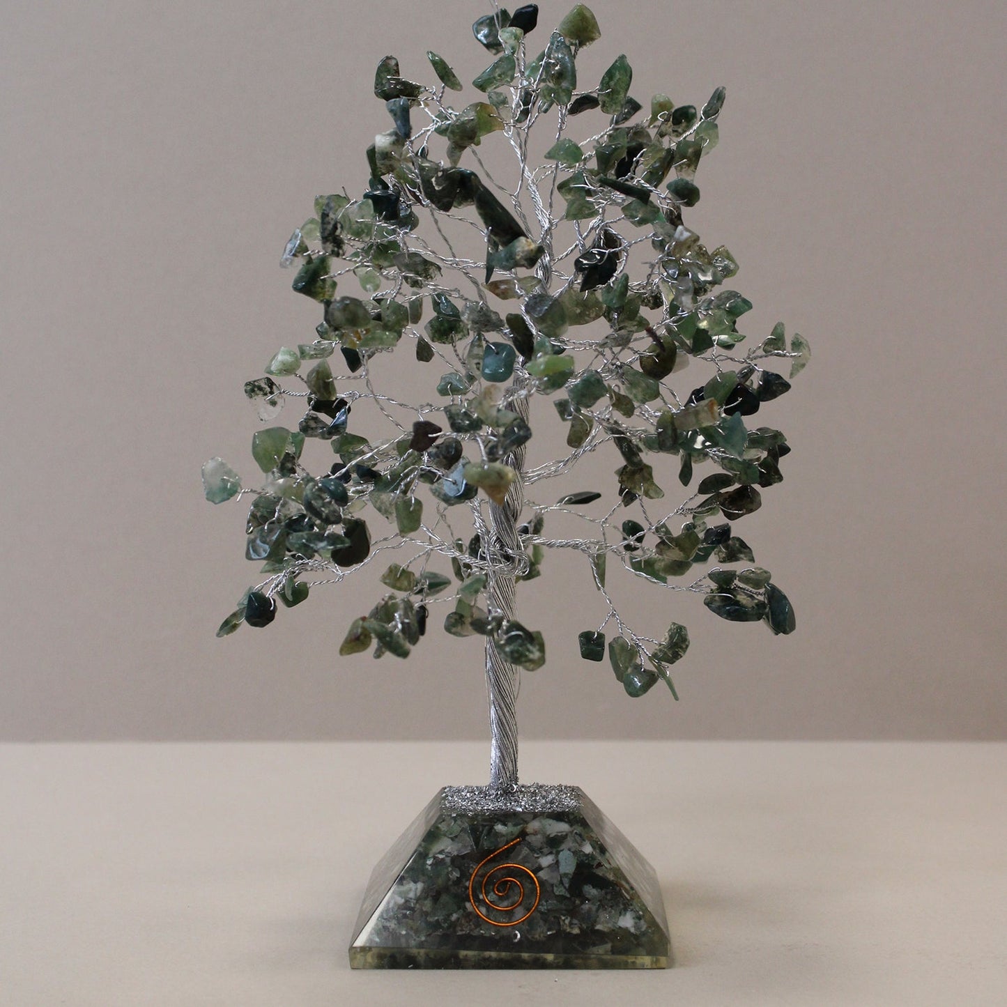 Gemstone Tree with Orgonite Base - 320 Stone - Moss Agate - Positive Faith Hope Love