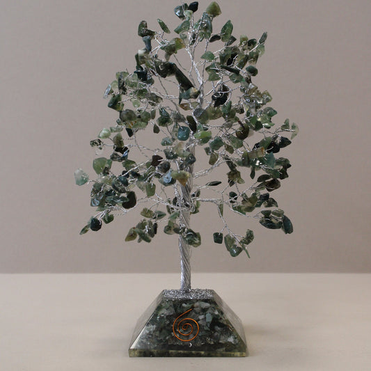 Gemstone Tree with Orgonite Base - 320 Stone - Moss Agate - Positive Faith Hope Love