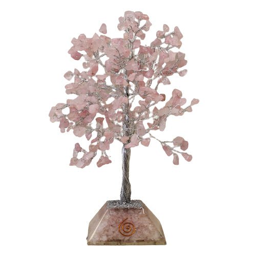 Gemstone Tree with Orgonite Base - 320 Stone - Rose Quartz - Positive Faith Hope Love