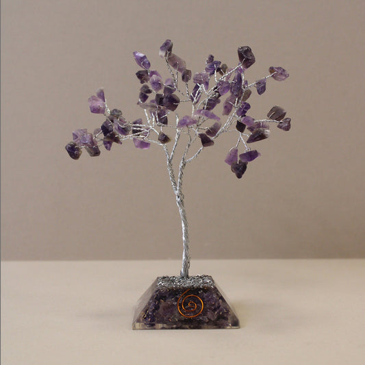 Gemstone Tree with Orgonite Base - 80 Stone - Amethyst - Positive Faith Hope Love