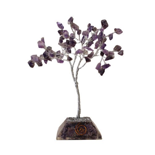 Gemstone Tree with Orgonite Base - 80 Stone - Amethyst - Positive Faith Hope Love