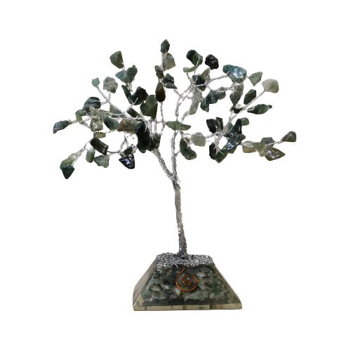 Gemstone Tree with Orgonite Base - 80 Stone - Moss Agate - Positive Faith Hope Love