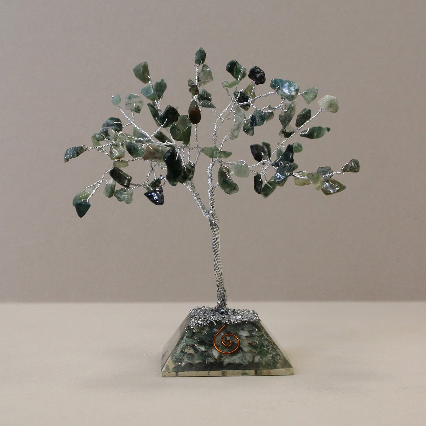 Gemstone Tree with Orgonite Base - 80 Stone - Moss Agate - Positive Faith Hope Love