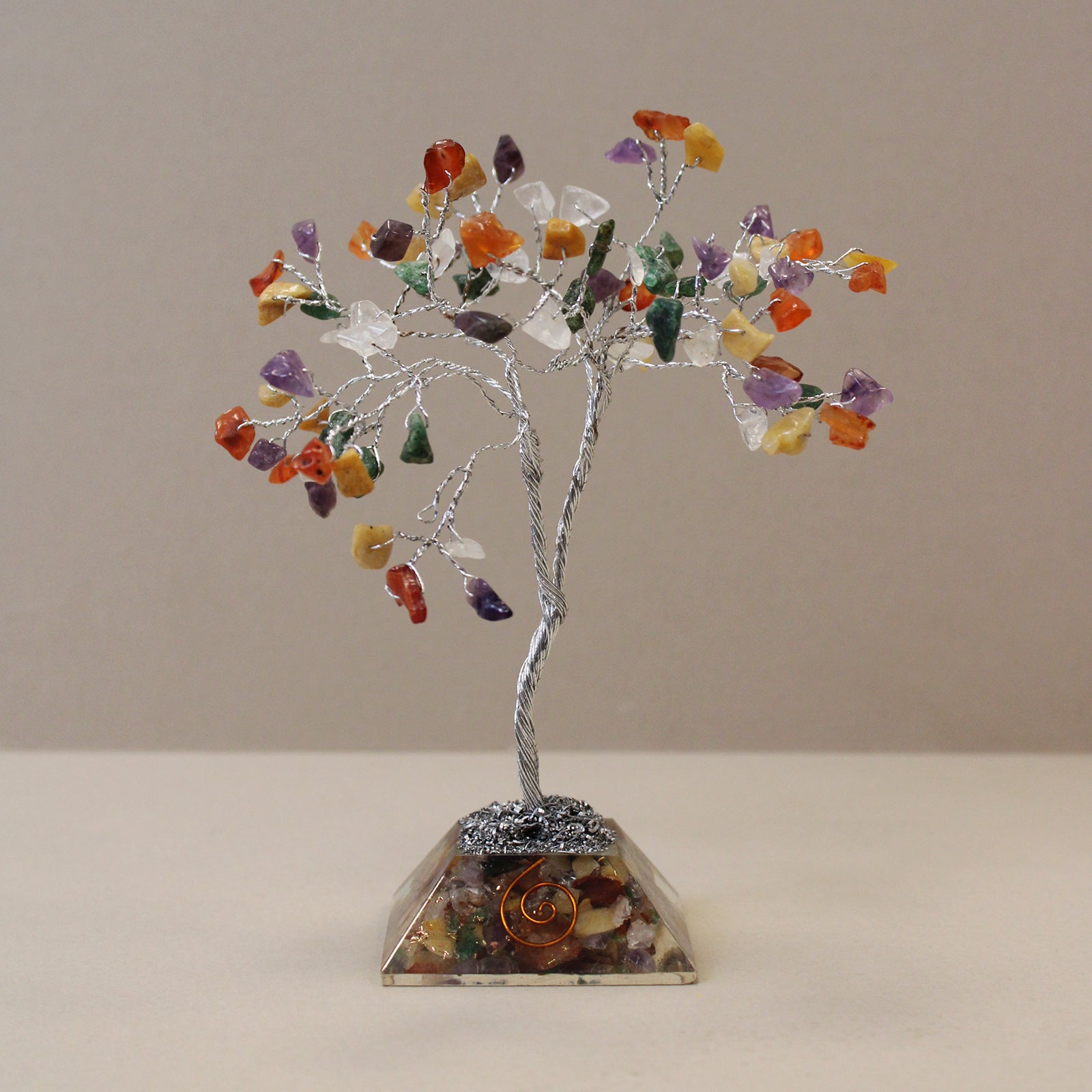 Gemstone Tree with Orgonite Base - 80 Stone - Multi Stone - Positive Faith Hope Love