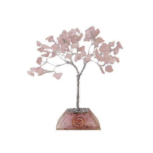 Gemstone Tree with Orgonite Base - 80 Stone - Rose Quartz - Positive Faith Hope Love