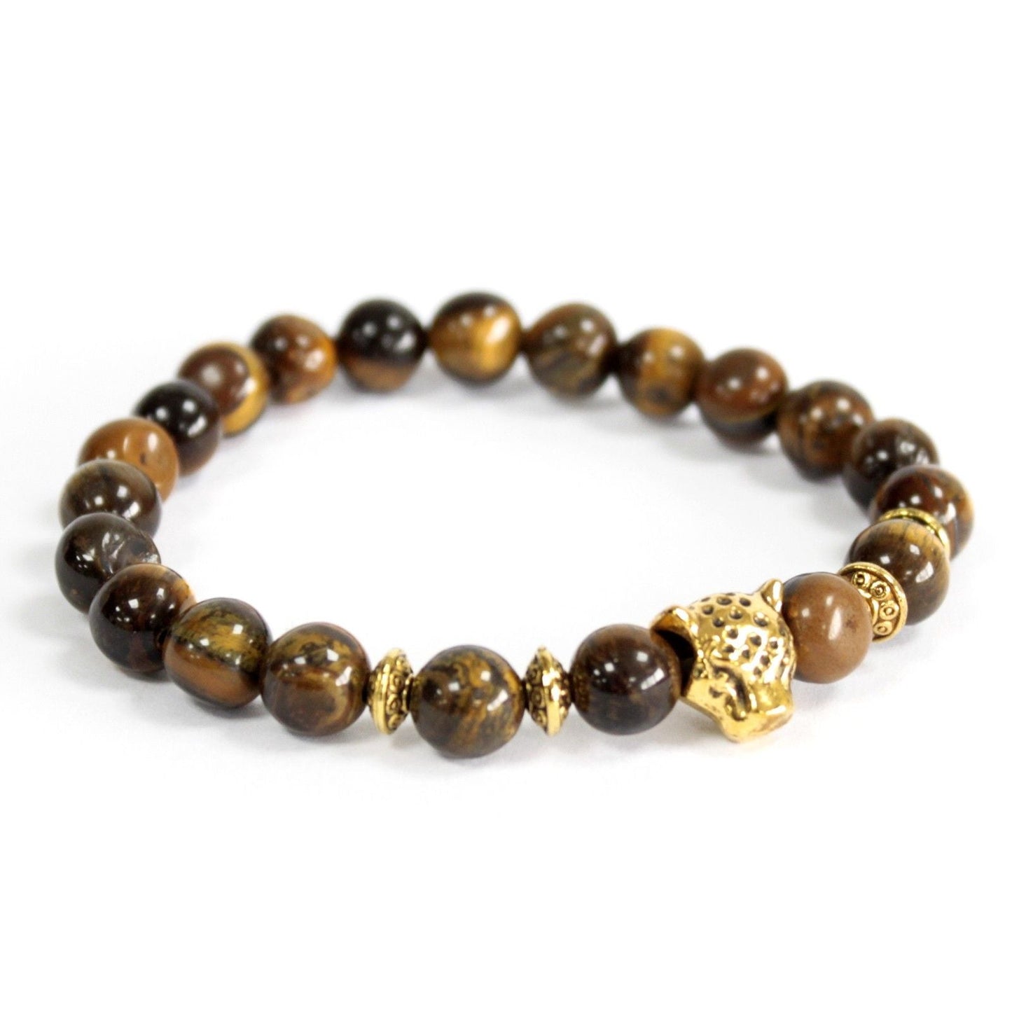 Polished Gold Tiger / Tiger Eye - Gemstone Bracelet featuring natural patterning and unique variations - Positive Faith Hope Love