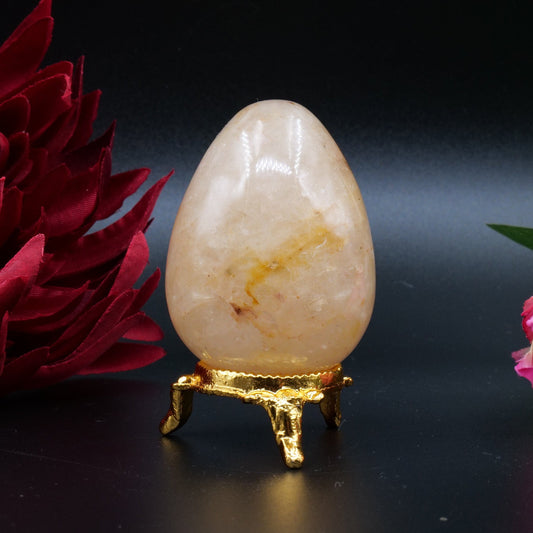 Golden Quartz Egg — 157 g (60×45 mm) - Positive Faith Hope Love