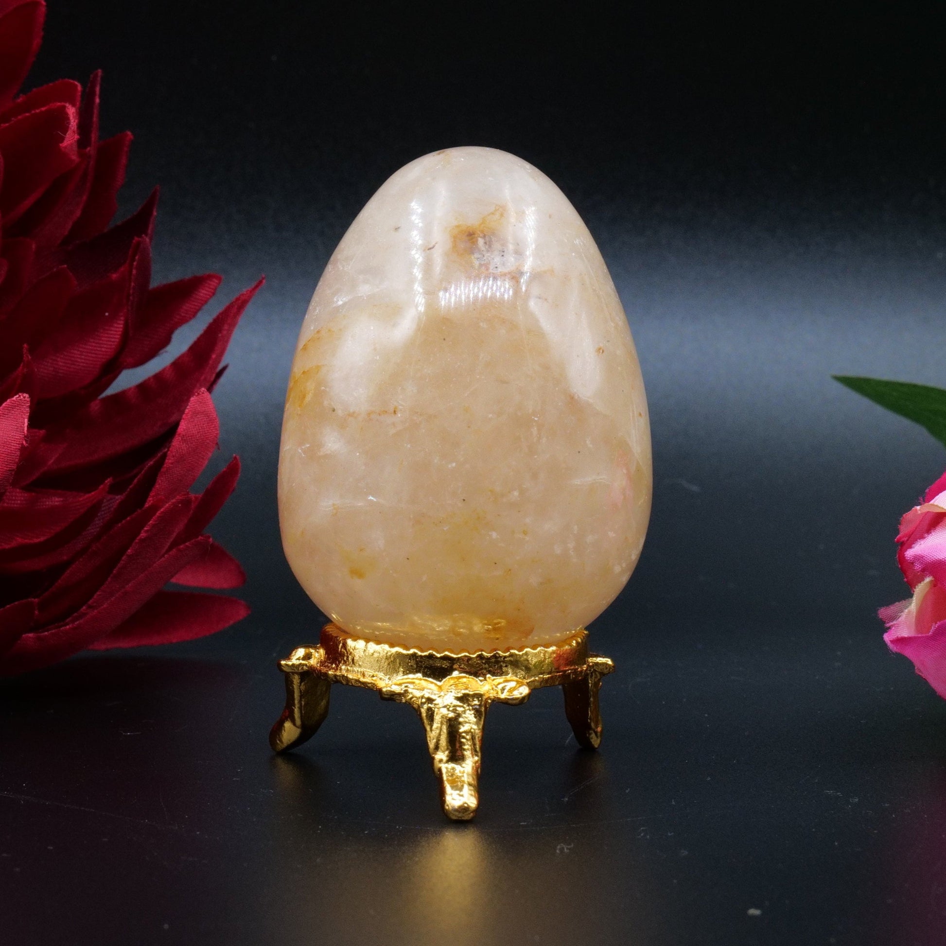 Golden Quartz Egg — 157 g (60×45 mm) - Positive Faith Hope Love
