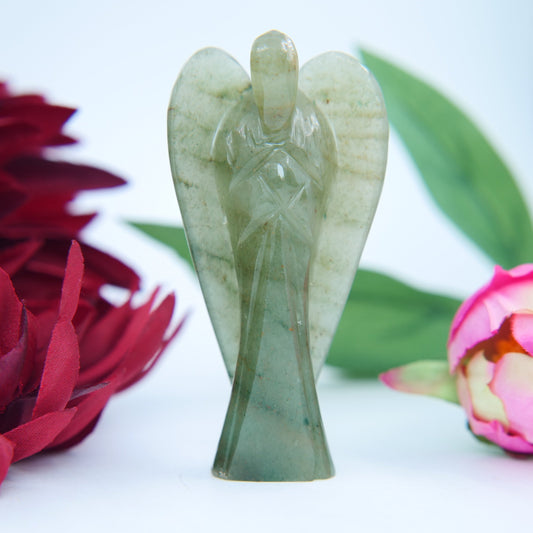 Green Aventurine Crystal Angel — 80mm - Positive Faith Hope Love