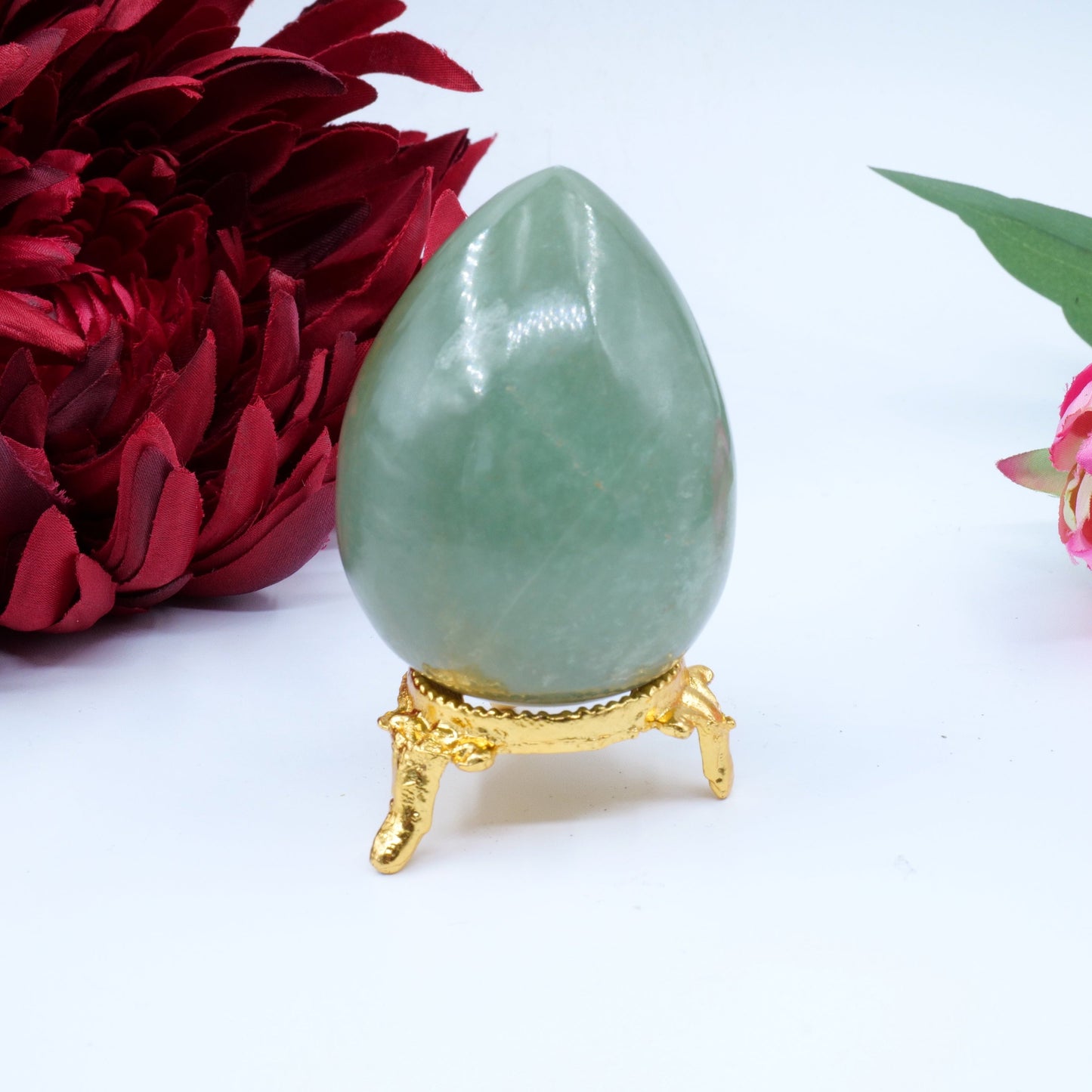 Polished Green Aventurine Egg 153G featuring green tone with subtle sparkle - Positive Faith Hope Love