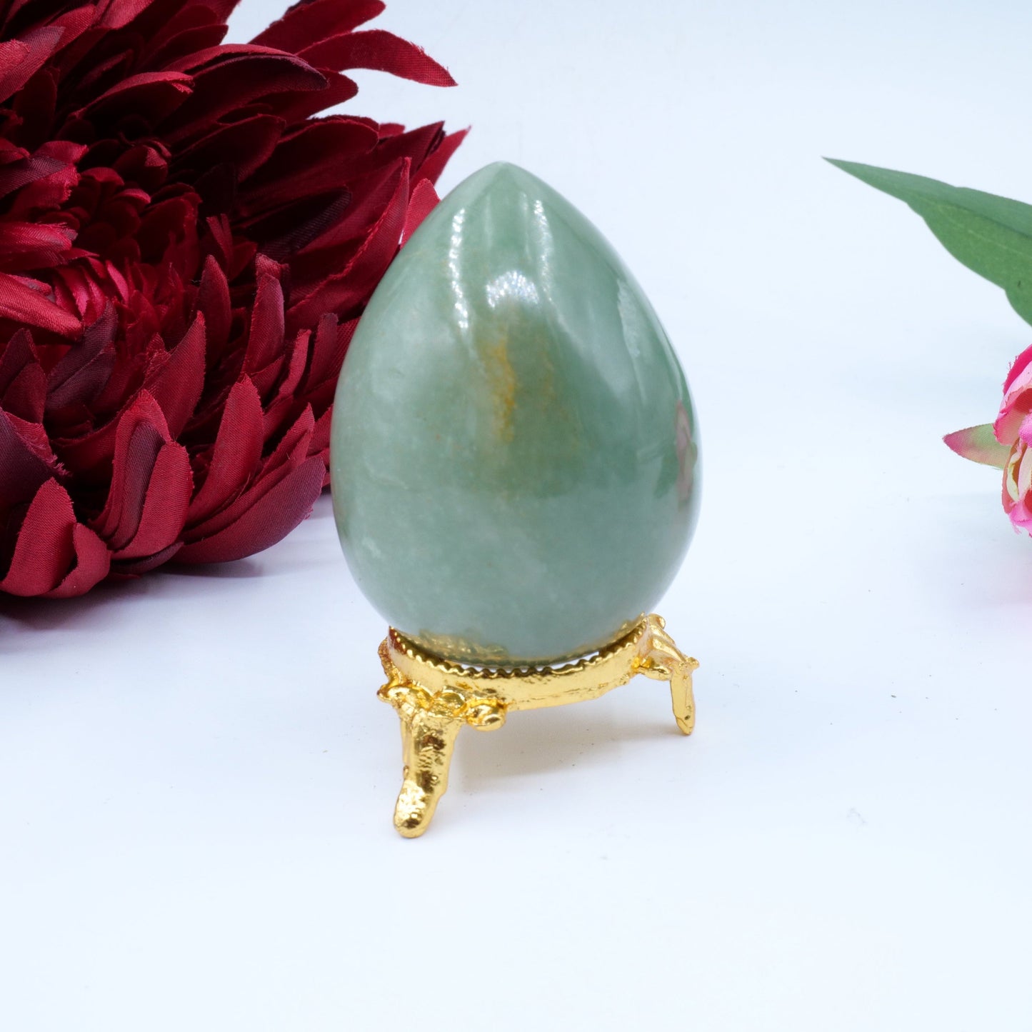 Polished Green Aventurine Egg 153G featuring green tone with subtle sparkle - Positive Faith Hope Love