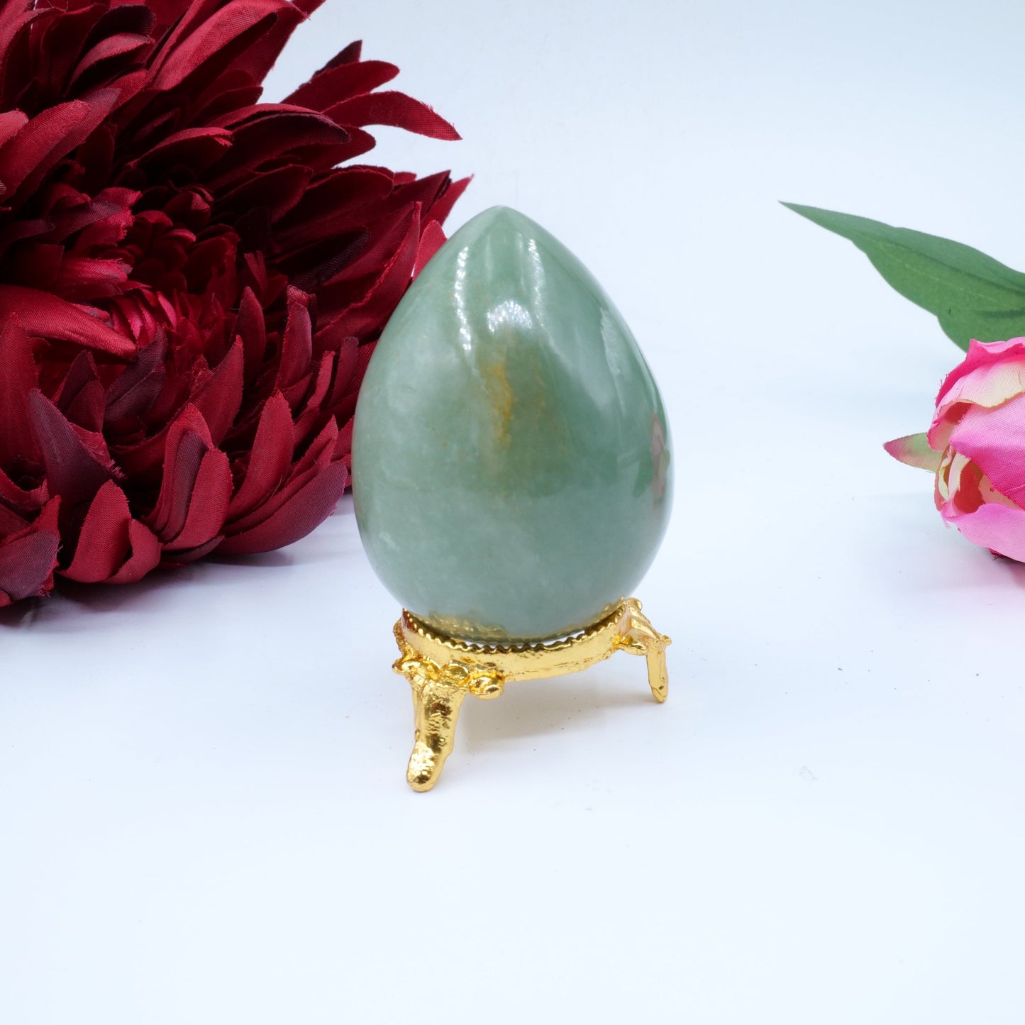 Polished Green Aventurine Egg 153G featuring green tone with subtle sparkle - Positive Faith Hope Love