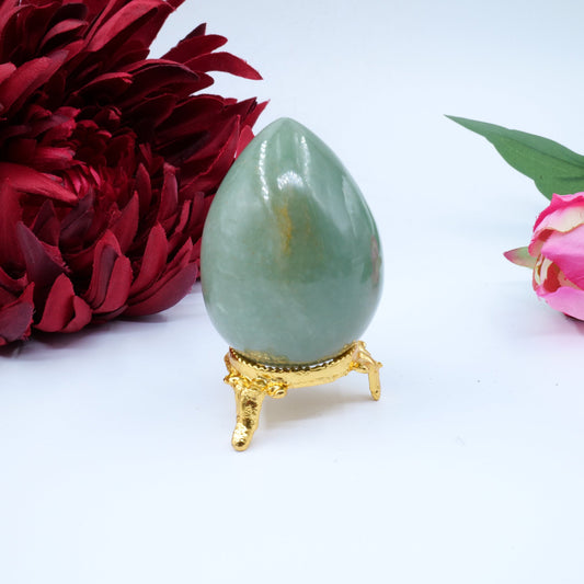 Polished Green Aventurine Egg 153G featuring green tone with subtle sparkle - Positive Faith Hope Love