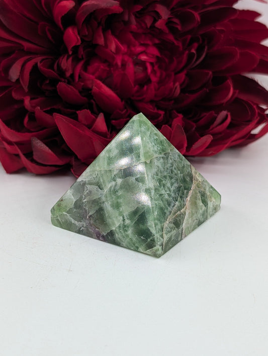 Green Fluorite Pyramid 55mm - Positive Faith Hope Love