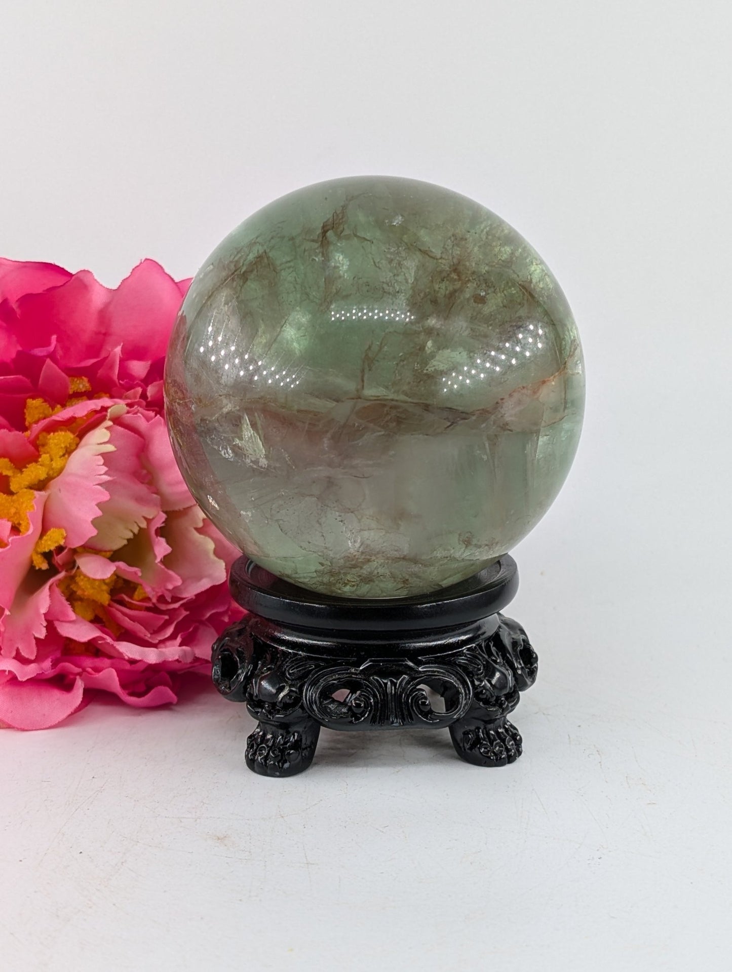 Green Fluorite Sphere 630g 70mm - Positive Faith Hope Love