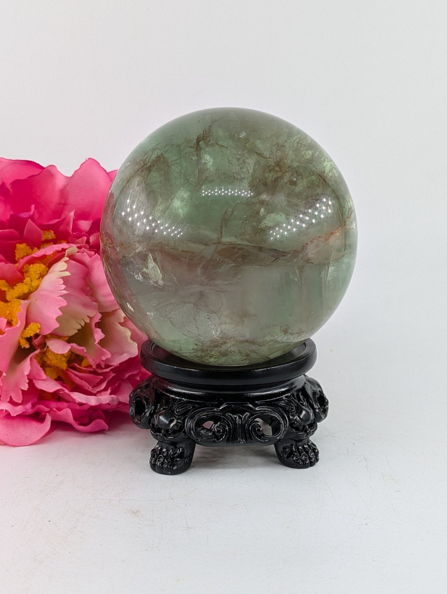 Green Fluorite Sphere 630g 70mm - Positive Faith Hope Love