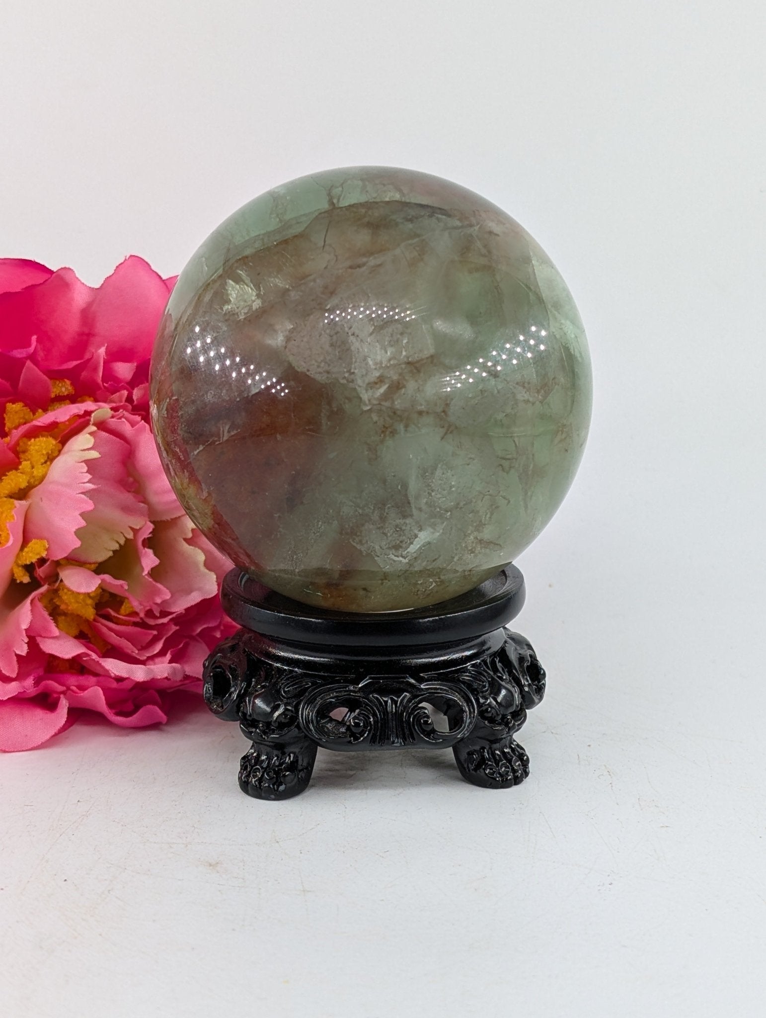 Green Fluorite Sphere 630g 70mm - Positive Faith Hope Love