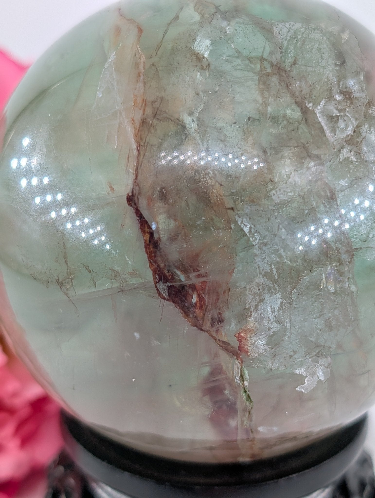 Green Fluorite Sphere 630g 70mm - Positive Faith Hope Love