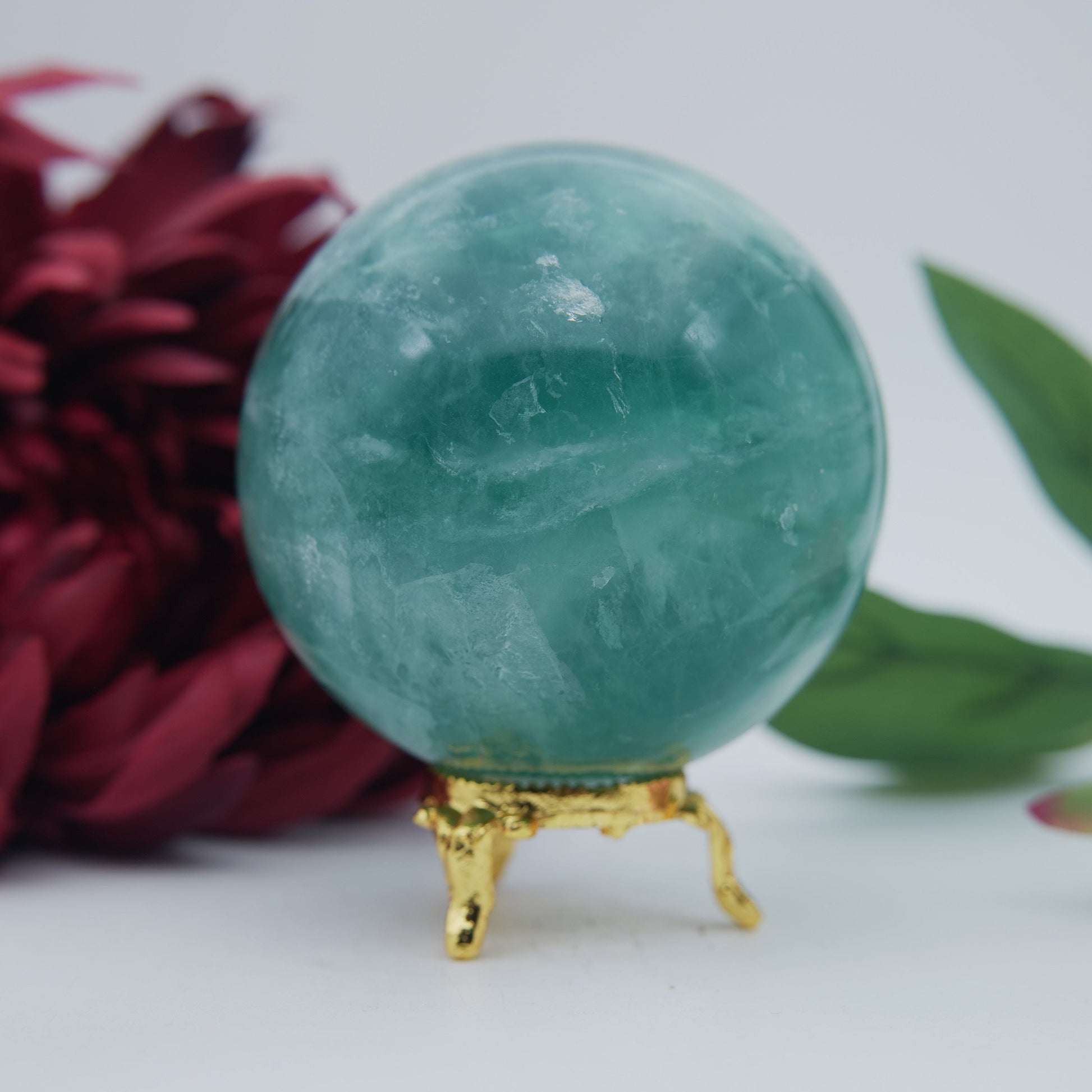 Green Fluorite Sphere 754g 76mm - Positive Faith Hope Love