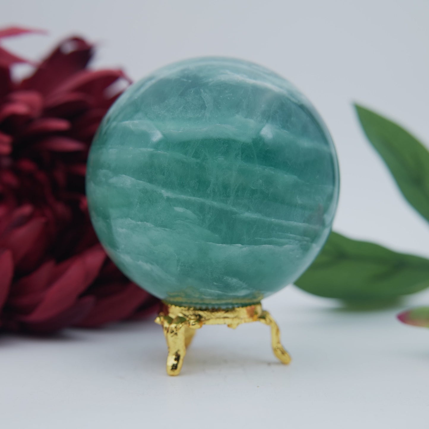 Green Fluorite Sphere 754g 76mm - Positive Faith Hope Love