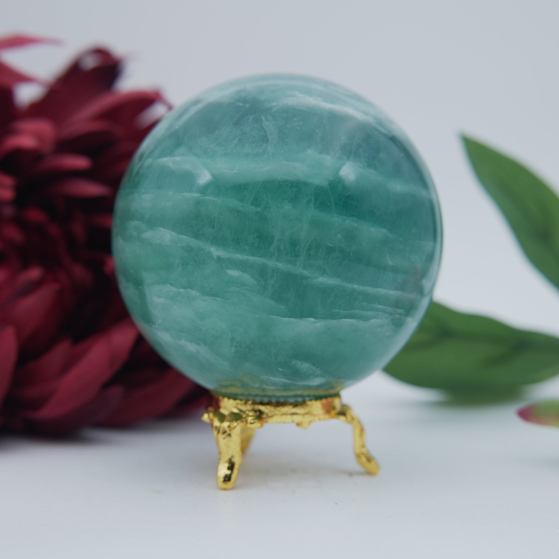 Green Fluorite Sphere 754g 76mm - Positive Faith Hope Love