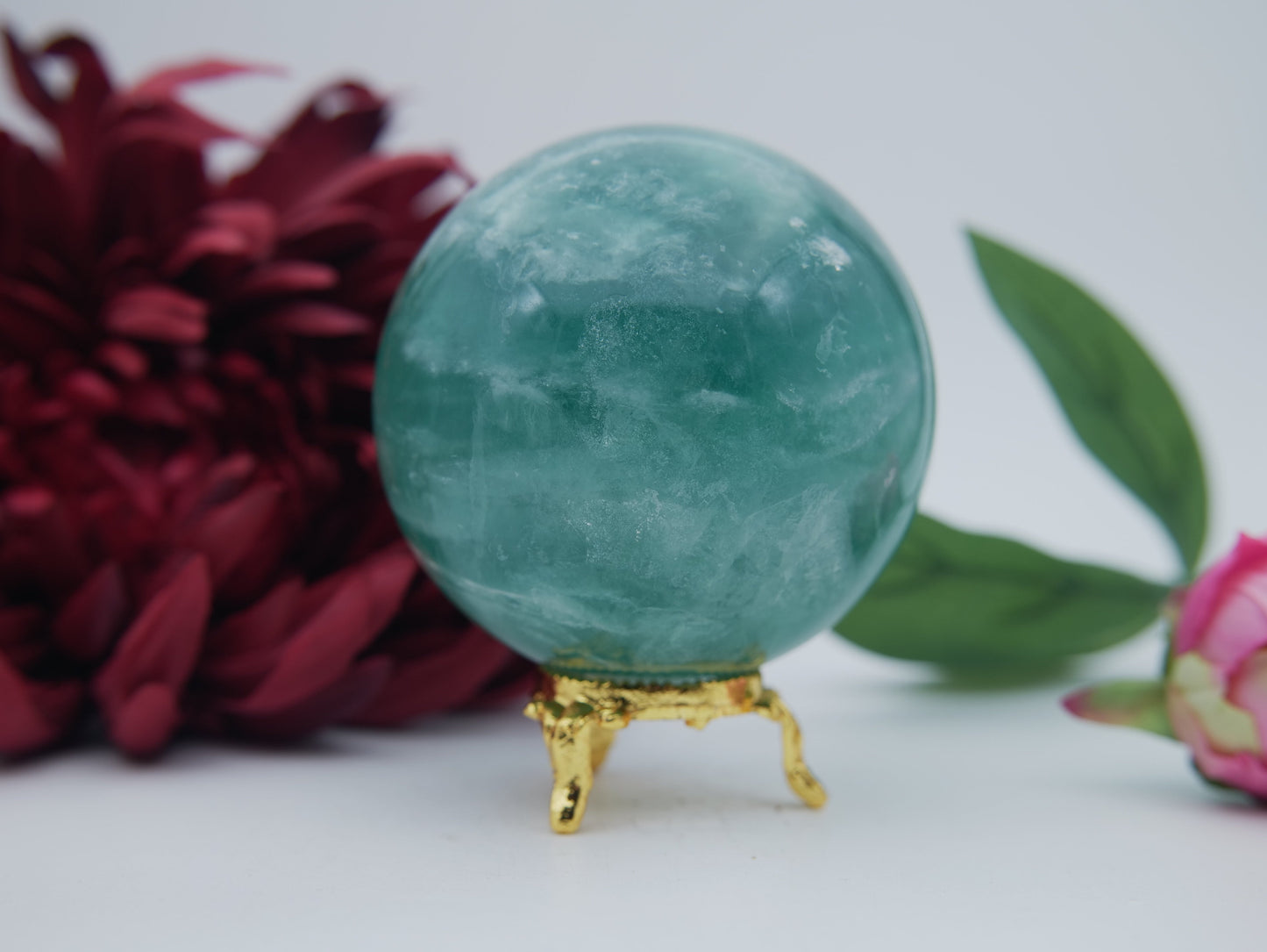 Green Fluorite Sphere 754g 76mm - Positive Faith Hope Love