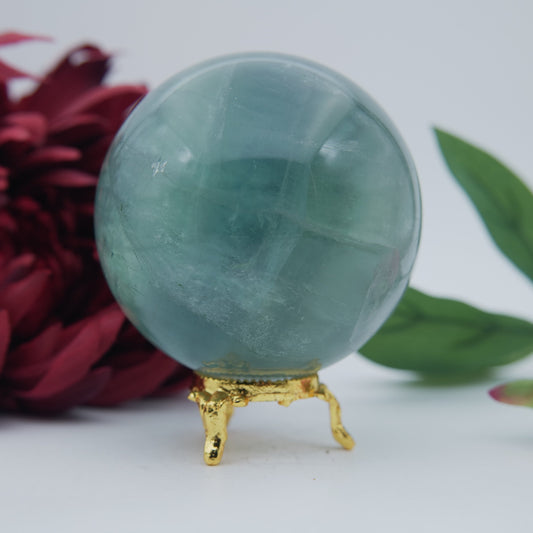 Green Fluorite Sphere — 867 g (80 mm) - Positive Faith Hope Love