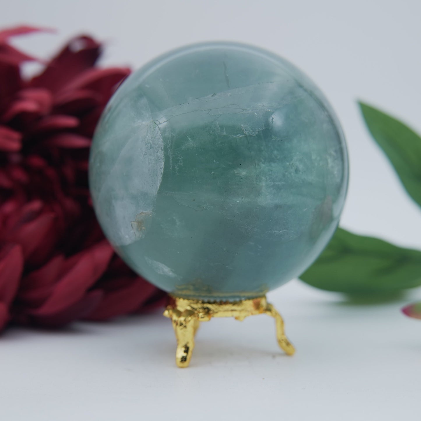 Green Fluorite Sphere — 867 g (80 mm) - Positive Faith Hope Love