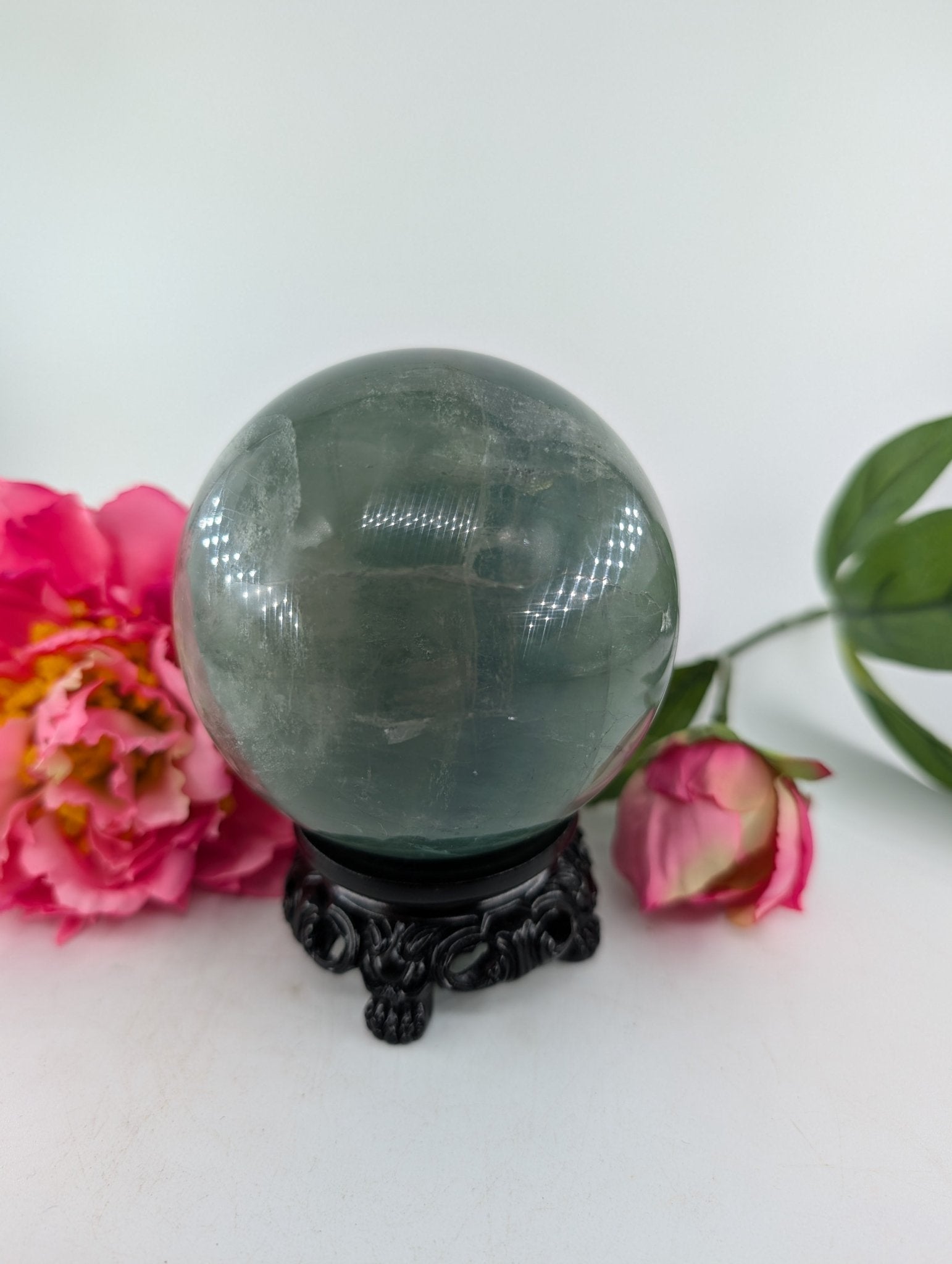 Green Fluorite Sphere 867g 80mm - Positive Faith Hope Love