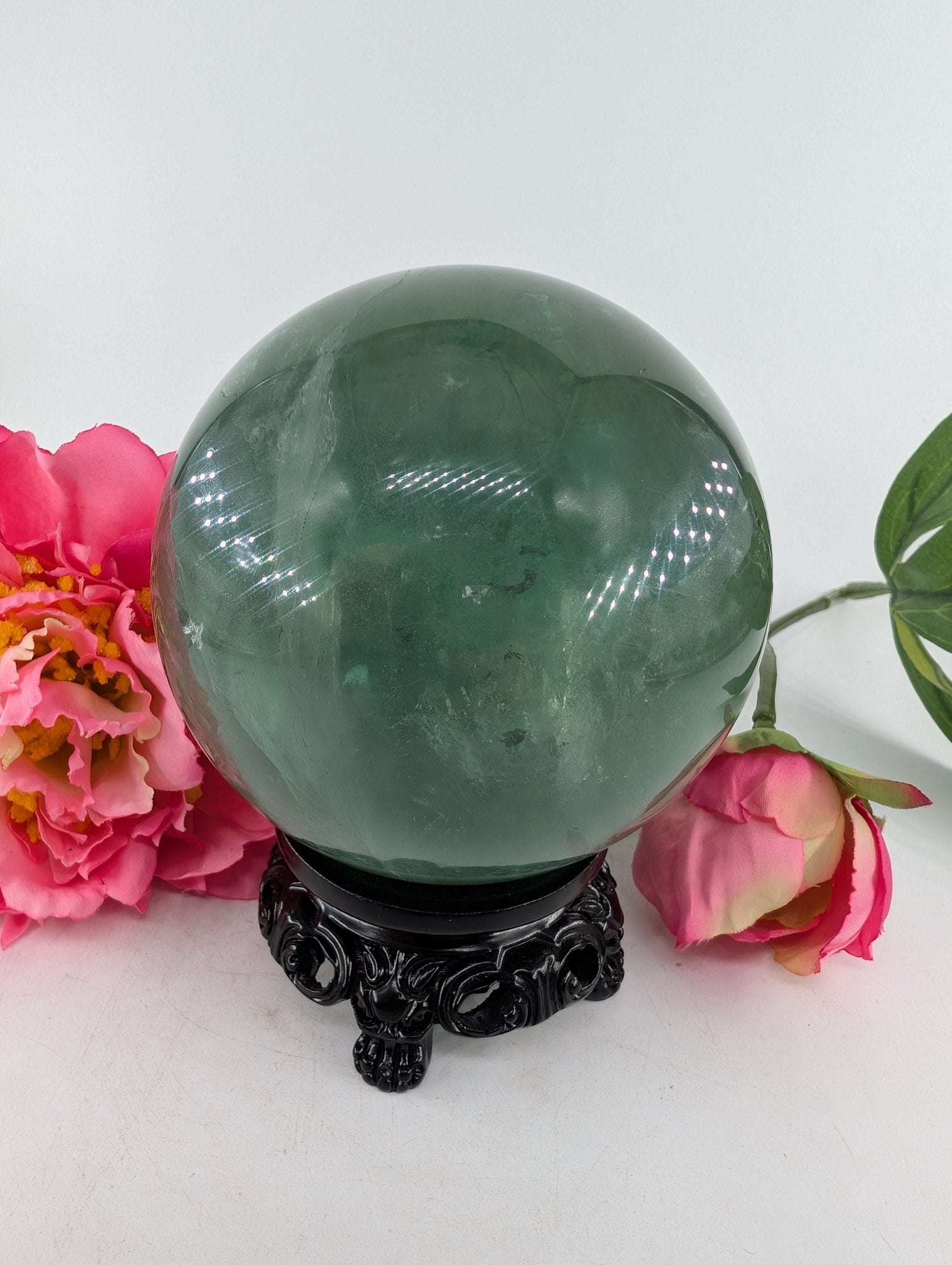 Green Fluorite Sphere 867g 80mm - Positive Faith Hope Love