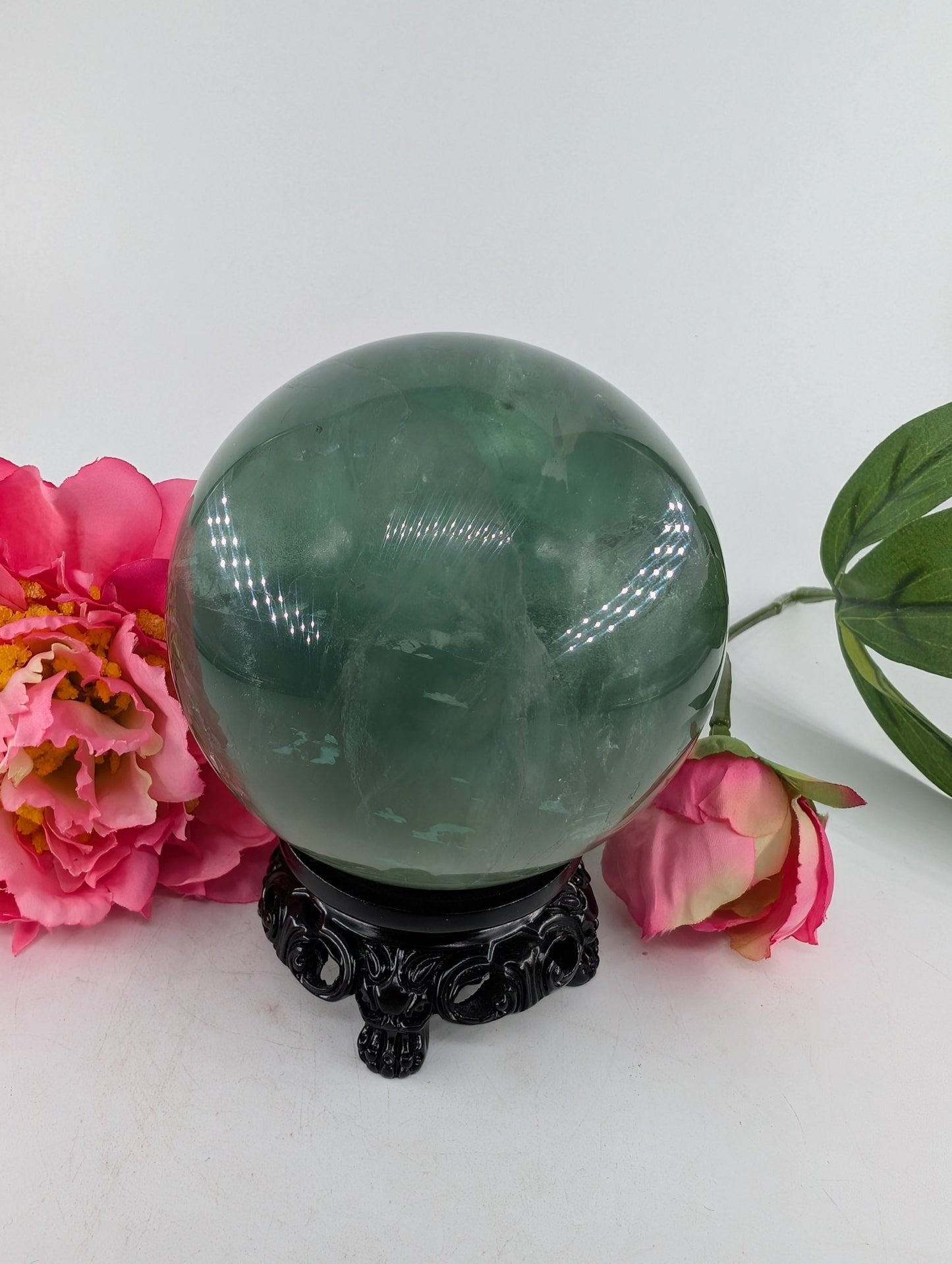 Green Fluorite Sphere 867g 80mm - Positive Faith Hope Love