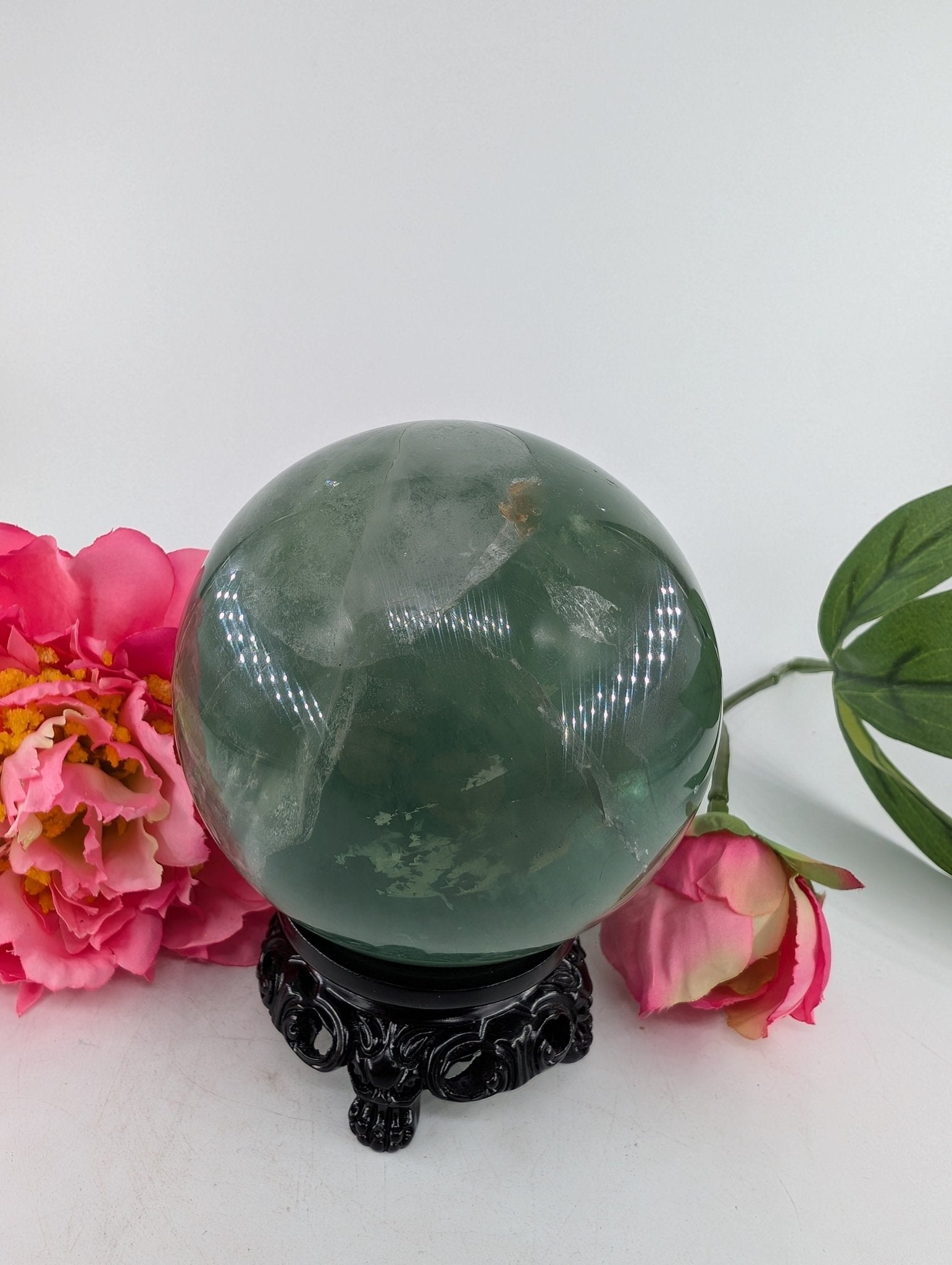 Green Fluorite Sphere 867g 80mm - Positive Faith Hope Love